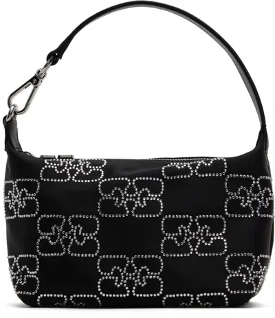 Ganni Black Small Butterfly Satin Sparkle Bag