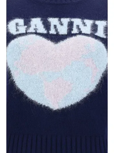 Ganni Tanktop Mit Herz-intarsie In Blue