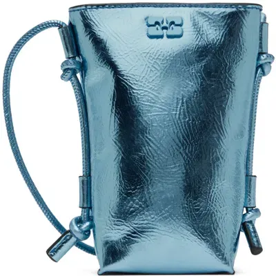 Ganni Blue Bou Crossbody Bag In 803 Blue Curacao