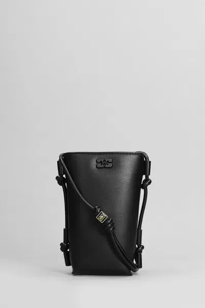 Ganni Bou Crossbody Shoulder Bag In Black Leather