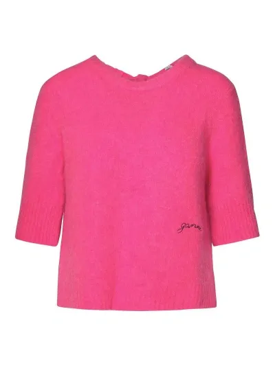 Ganni Brushed T-shirt In Pink