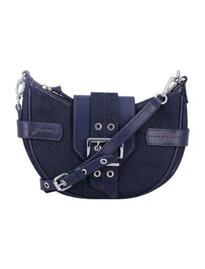 Ganni Bucky Denim Small Bag In Dark Navy