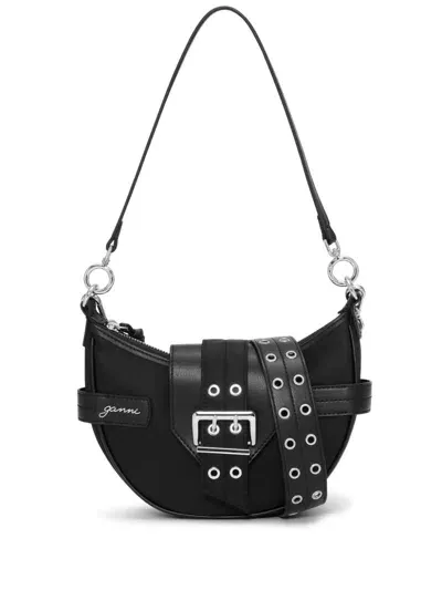 Ganni Bucky Small Nylon Crossbody Bag In Black