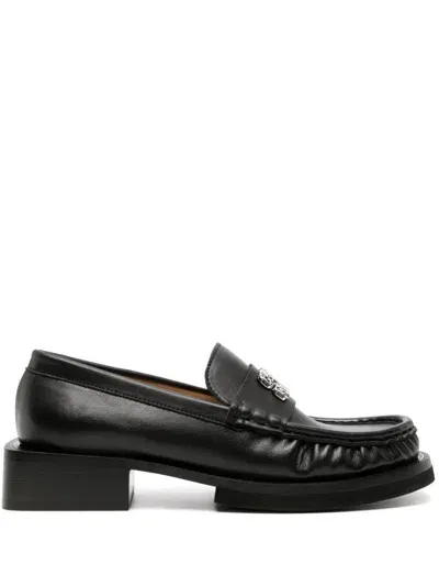 Ganni Butterfly Logo Loafer In Black