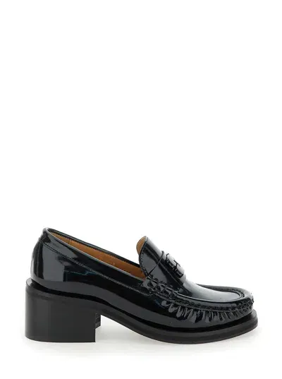 Ganni 50mm Butterfly Patent Tech Loafers In Black