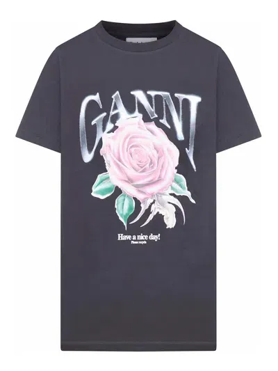 Ganni T-shirt In Rosado