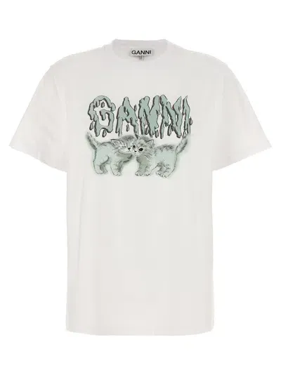 Ganni Cats T-shirt In White