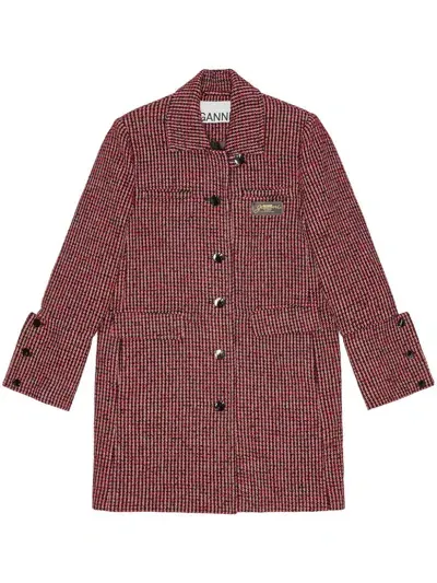 Ganni Checked Jacket In Red