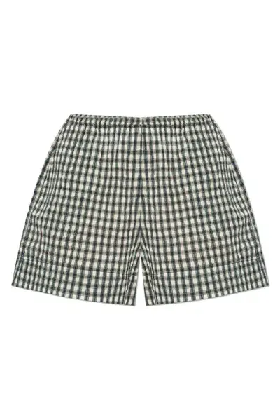 Ganni Checkered Pattern Shorts In Black