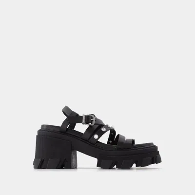 Ganni Cleated Sandals In Black