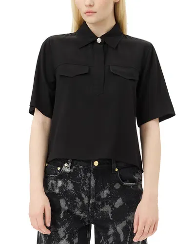 Ganni Collared Blouse In Black