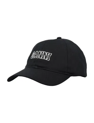 Ganni Cotton Cap In Black