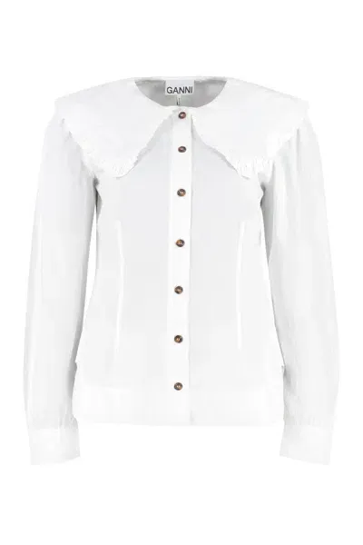 Ganni Cotton Shirt In White