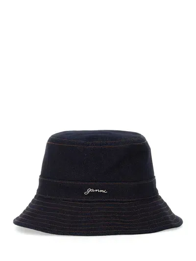 Ganni Denim Bucket Hat In Blue