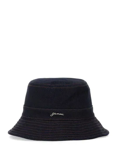 Ganni Denim Bucket Hat In Blue