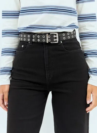 Ganni Double Eyelet Belt In Black