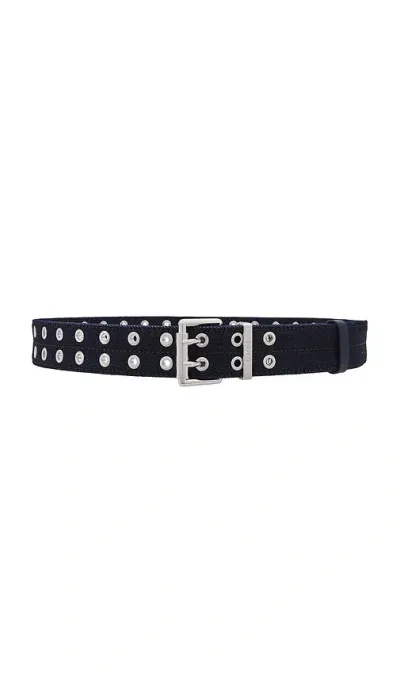 Ganni Double Eyelet Belt Denim In Blue