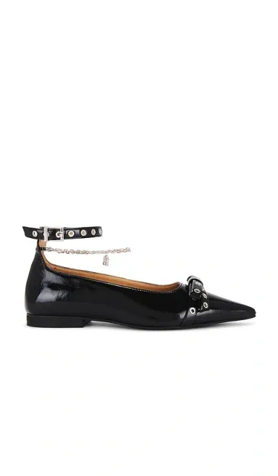 Ganni Eyelets Jewel Ballerina In Black