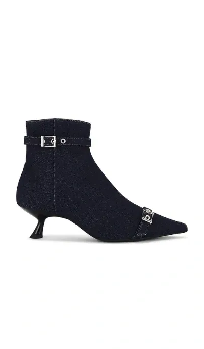 Ganni Eyelets Kitten Heel Boot In Navy