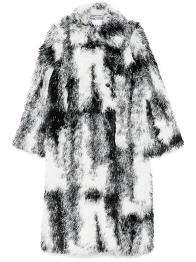 Ganni Faux-fur Coat In Black