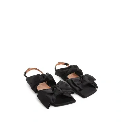 Ganni Black Soft Bow Sandals In 099 Black