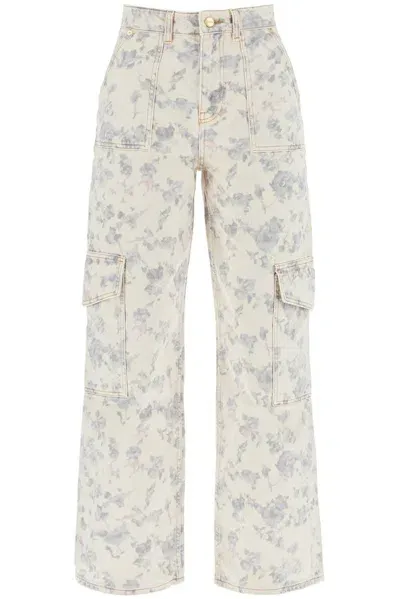 Ganni Floral Printed Angi Jeans In White