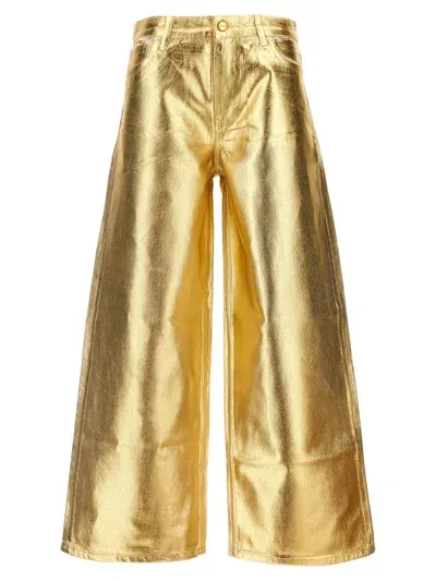 Ganni Foil Jeans In Gold