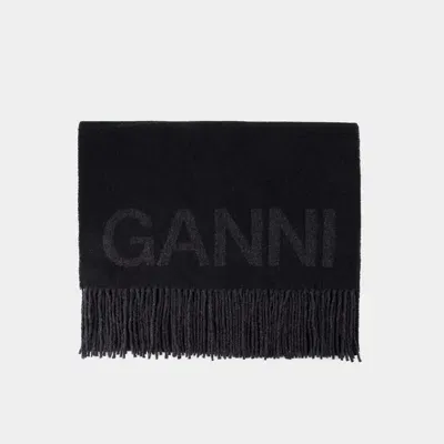 Ganni Fringed Schal -  - Wolle - Schwarz In Black