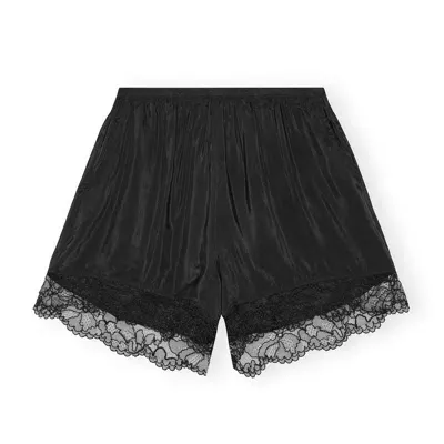 Ganni Habotai Bermuda Shorts Woman Black In Viscosa