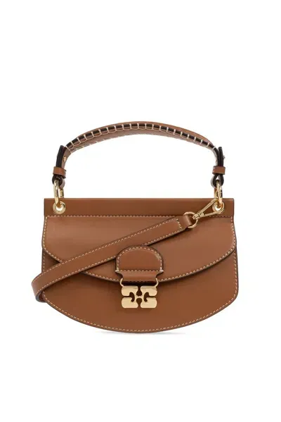 Ganni Handbag With Logo In Brown