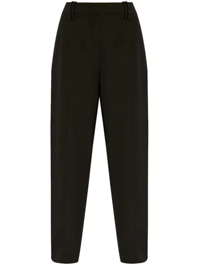 Ganni High-rise Straight Trousers In 黑色