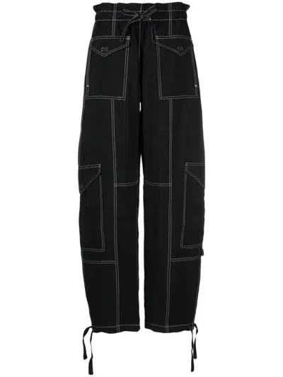 Ganni High-waisted Cargo Trousers In Black