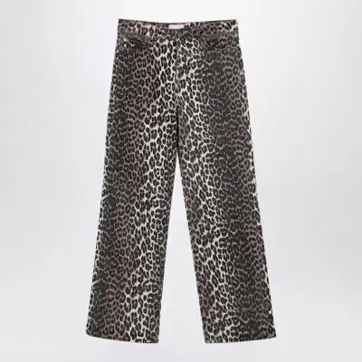 Ganni Izey Jeans With Leopard Print In Multicolor