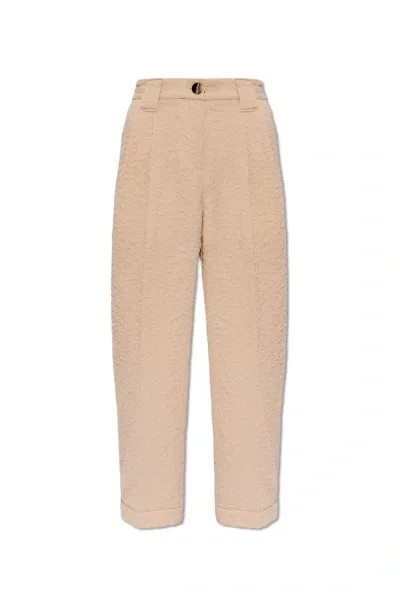 Ganni Jacquard Trousers In Beige