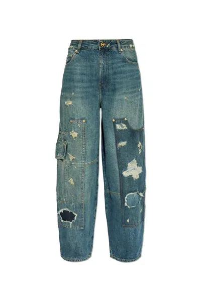 Ganni Jeans With Logo In Blue