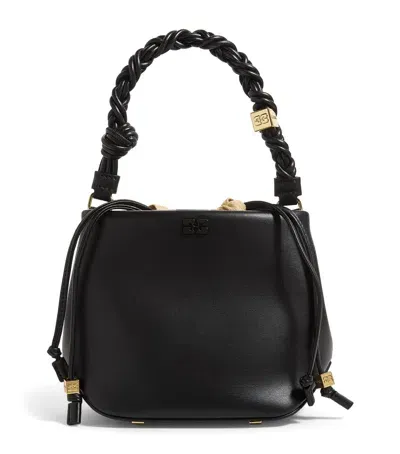 Ganni Leather Bou Bucket Bag In Black