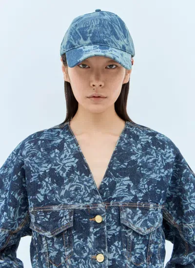 Ganni Logo Embroidery Baseball Cap In Blue