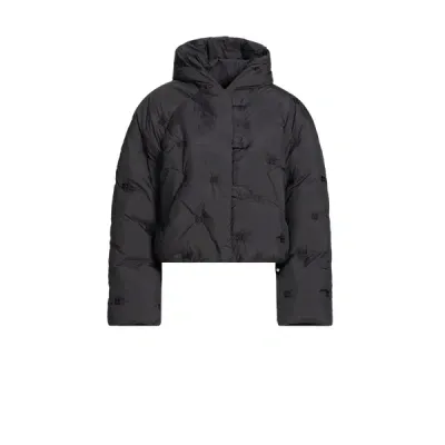 Ganni Nylon Tech Puffer Short Down Jacket In Black