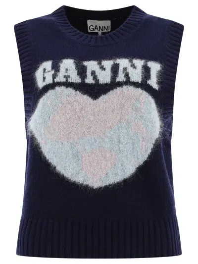 Ganni Love Knitwear In Black