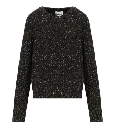 Ganni Melange Black Crewneck Jumper