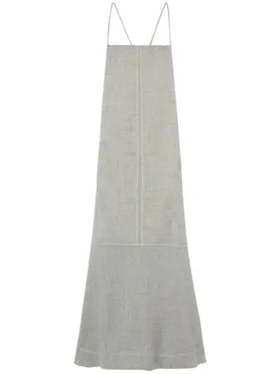 Ganni Mélange Tied Maxi Dress In Grey