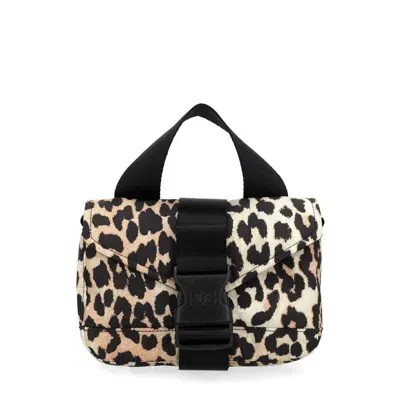 Ganni Recycled Tech Mini Satchel Leopard In Multicolor