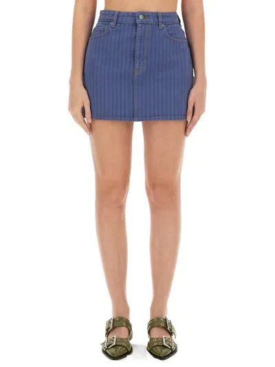 Ganni Mini Skirt In Denim