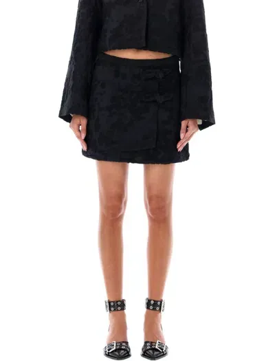 Ganni Mini Skirt Jacquard In Black