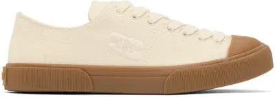 Ganni Off-white Classic Low Sneakers In Beige