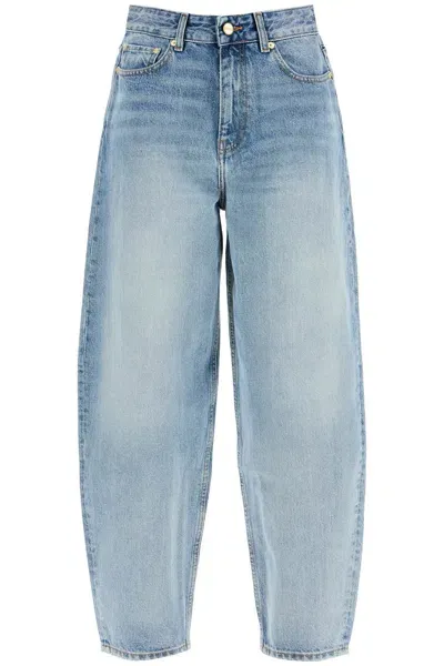 Ganni Organic Denim Tapered Jeans In Eight In Clear Blue