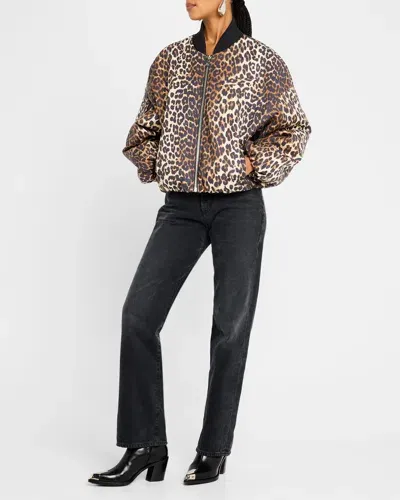 Ganni Oversized Leopard Bomber Jacket