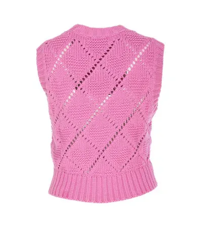 Ganni Pink Vest With Logo