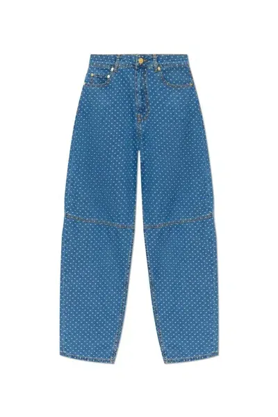 Ganni Polka Dot Pattern Jeans In Blue