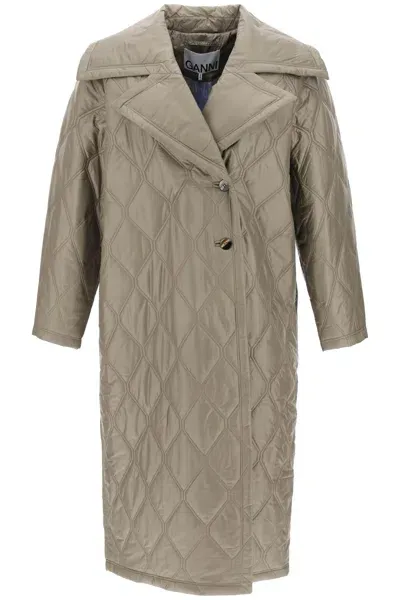 Ganni Quilted Oversized Jacket In Neutrals